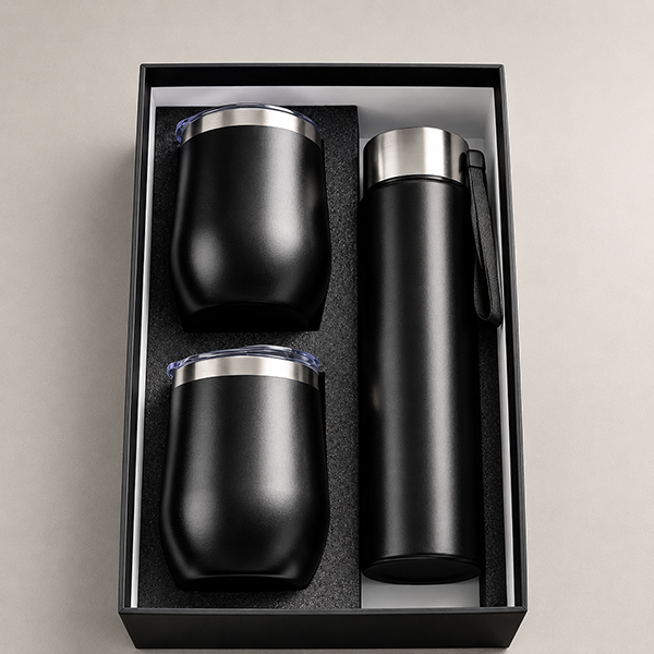 Personalized Black Travel Tumbler & Mug Gift Set