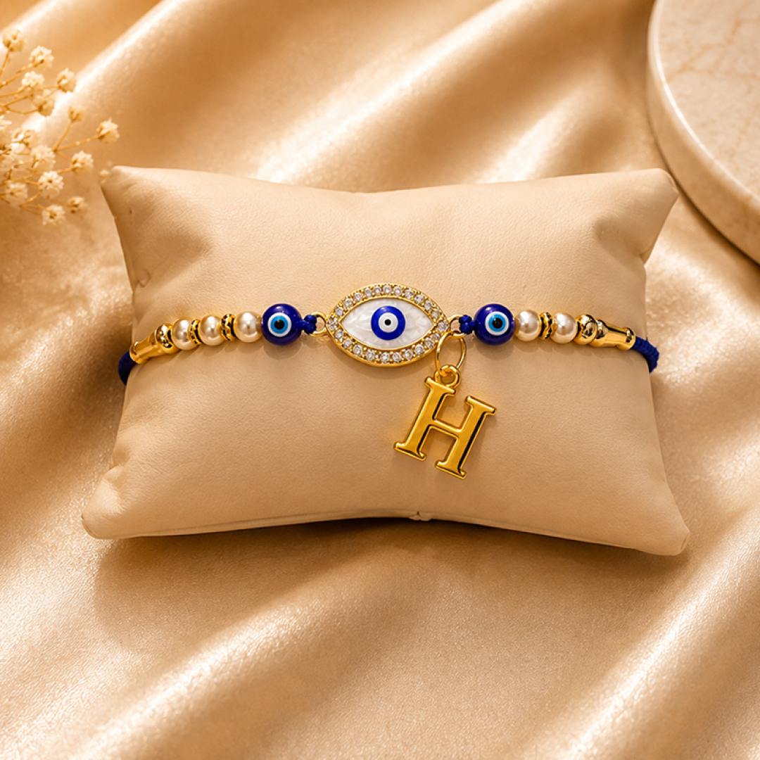 Personalized Evil Eye Blue Thread Rakhi