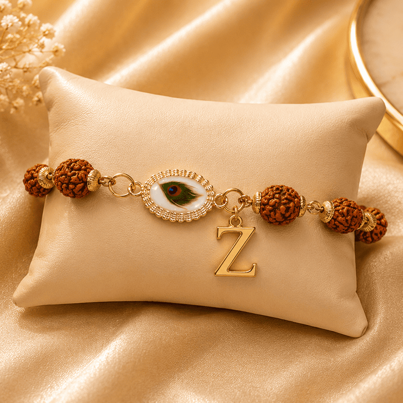 Personalized Rudraksha Peacock Rakhi