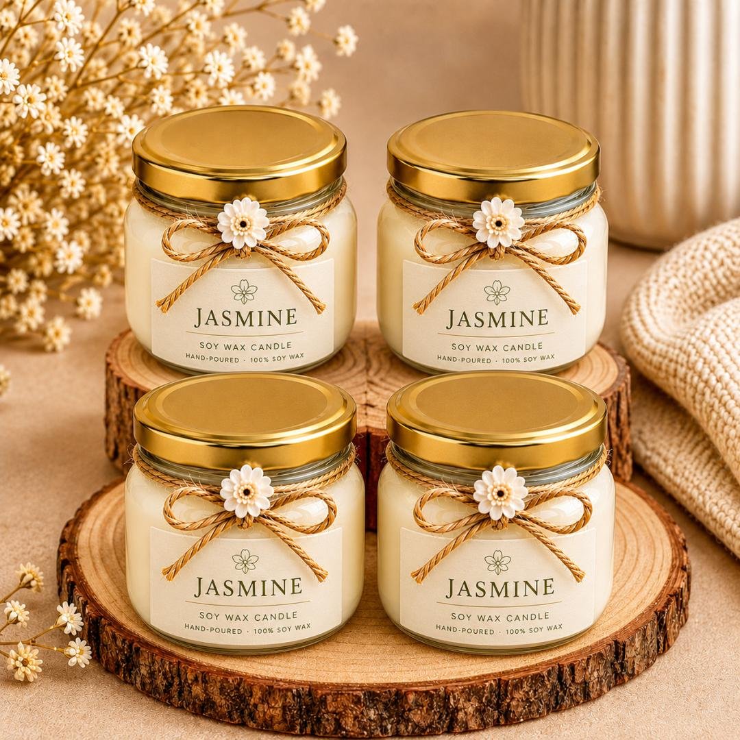 Pure Soy Wax Candle – Jasmine Fragrance